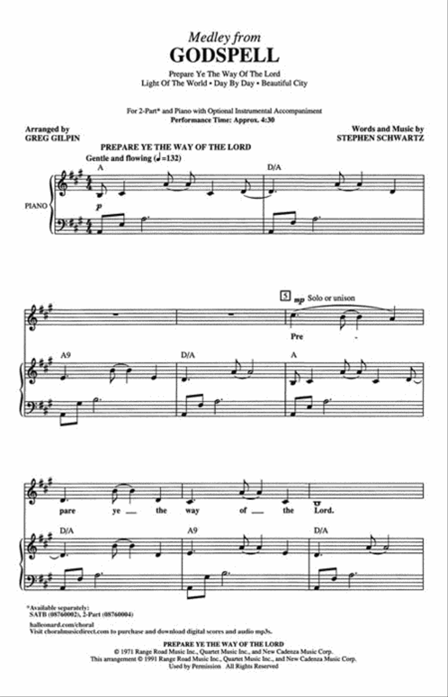 Godspell (Medley) Godspell (Medley) 2-Part scores gallery preview page 2