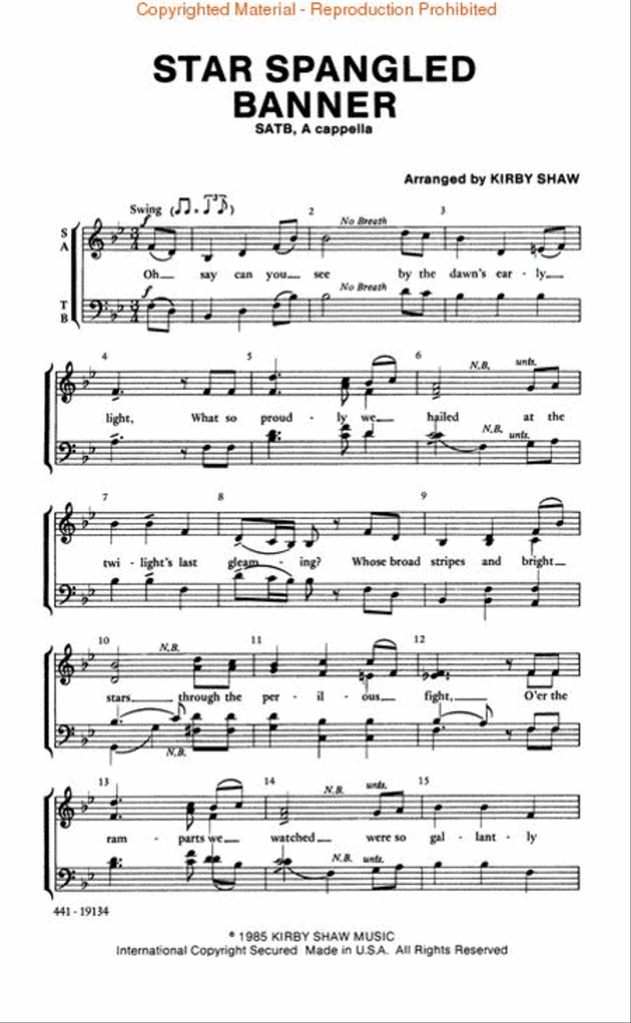 The Star Spangled Banner The Star Spangled Banner 4-Part scores gallery preview page 2