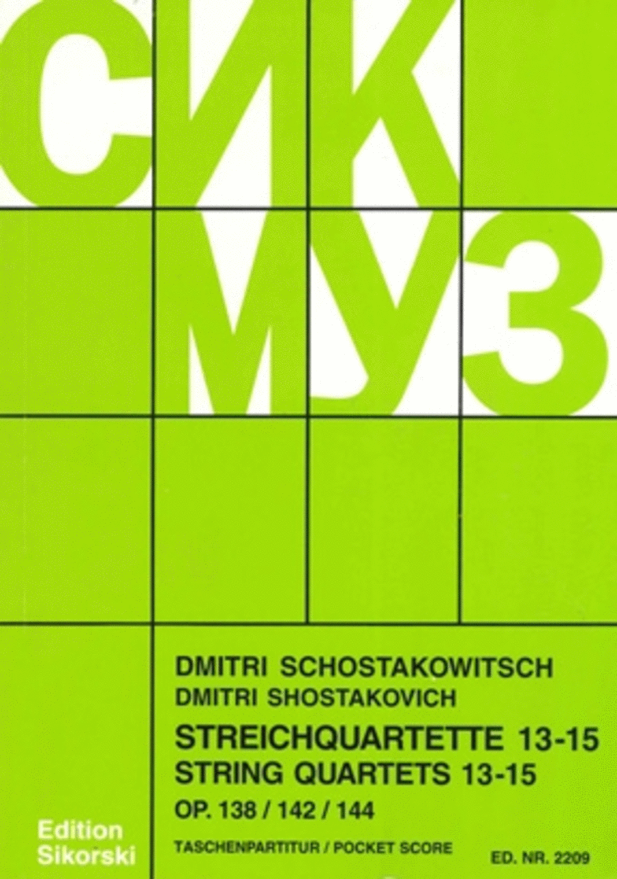 String Quartets, Nos. 13–15 (Op. 138, 142, 144) String Quartet scores gallery preview page 1