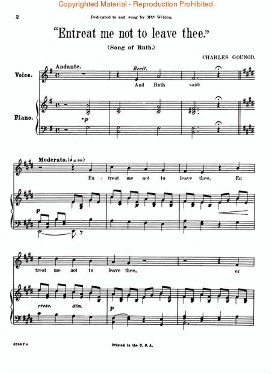 Entreat Me Not to Leave Thee (Song of Ruth) Voice scores gallery preview page 2