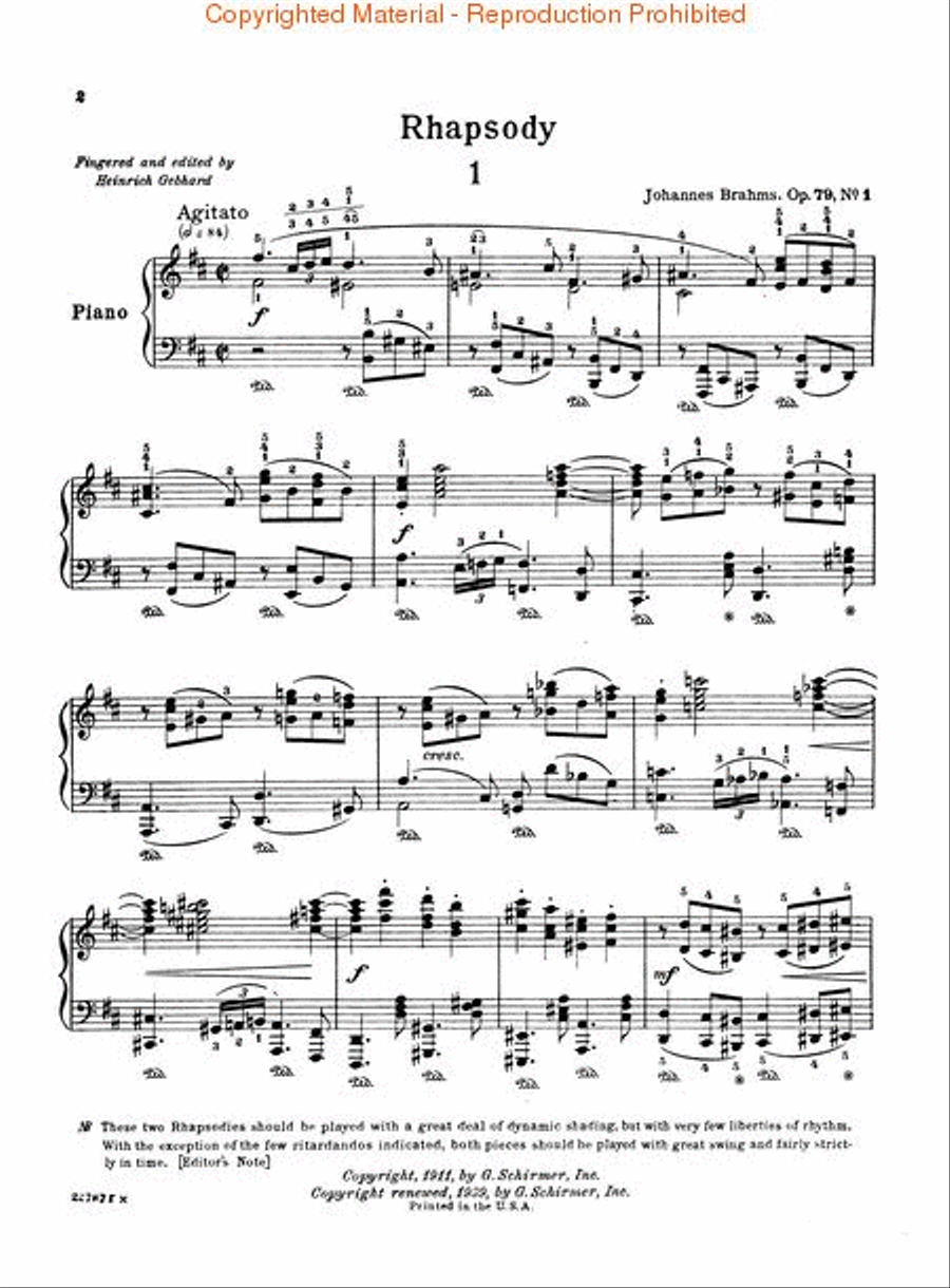 Rhapsody in B Minor, Op. 79, No. 1 Piano Solo scores gallery preview page 2