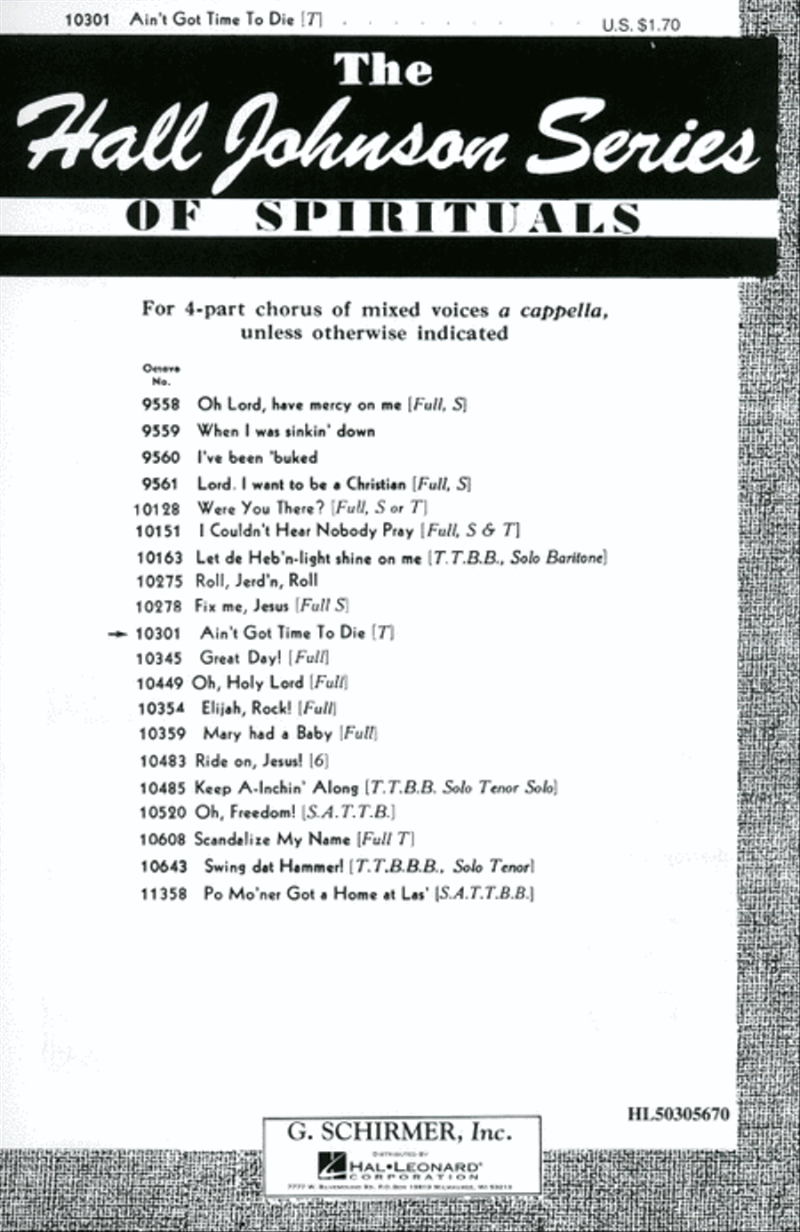 Ain't Got Time To Die Optional Solo A Cappella 4-Part scores gallery preview page 1