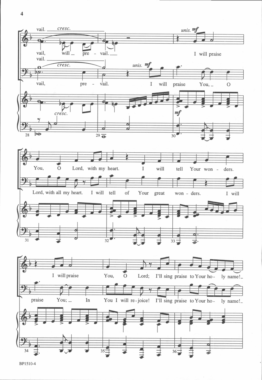 I Will Praise You, O Lord, with All My Heart 4-Part scores gallery preview page 5