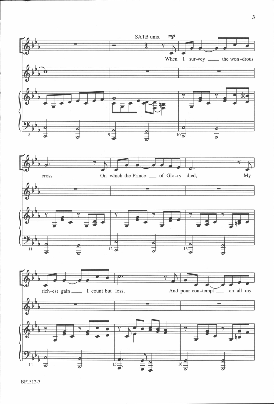 When I Survey the Wondrous Cross - Ellis 4-Part scores gallery preview page 3