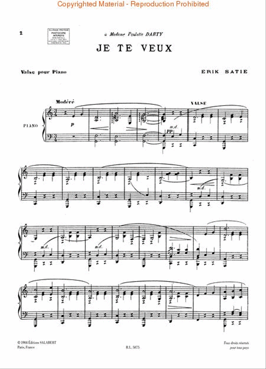 Je Te Veux Piano Solo scores gallery preview page 2