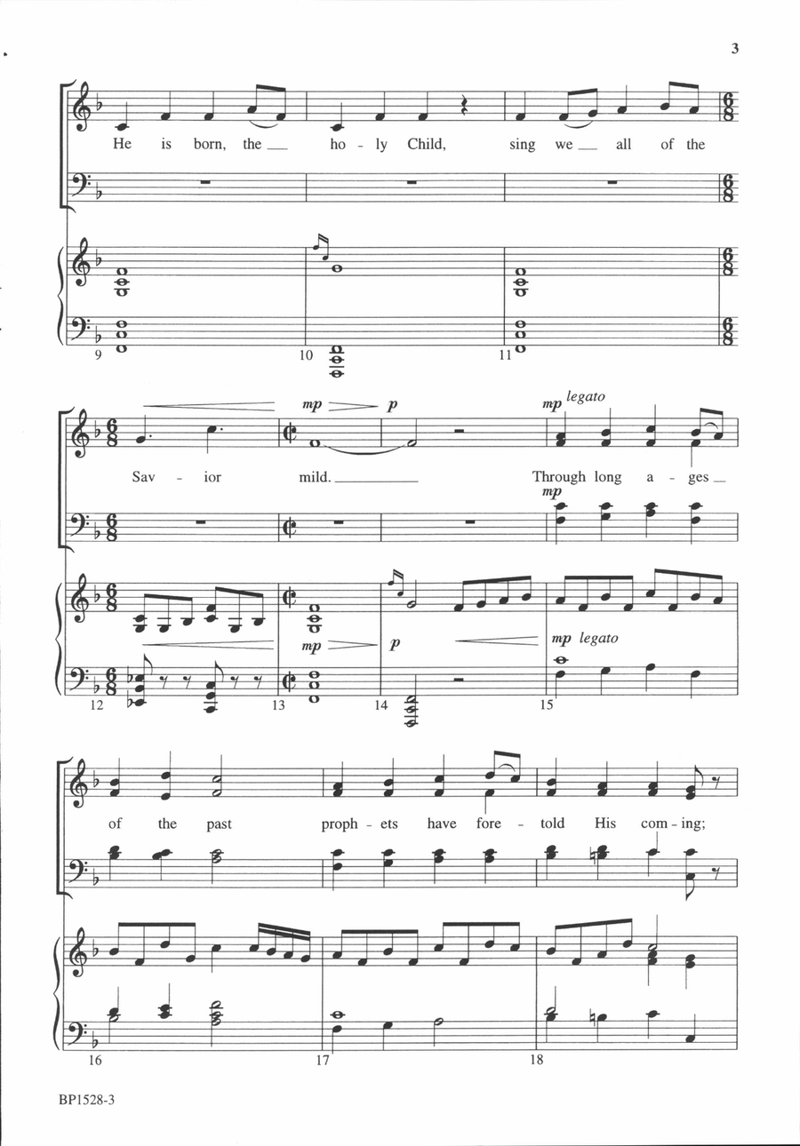 He Is Born, the Divine Christ Child 4-Part scores gallery preview page 3