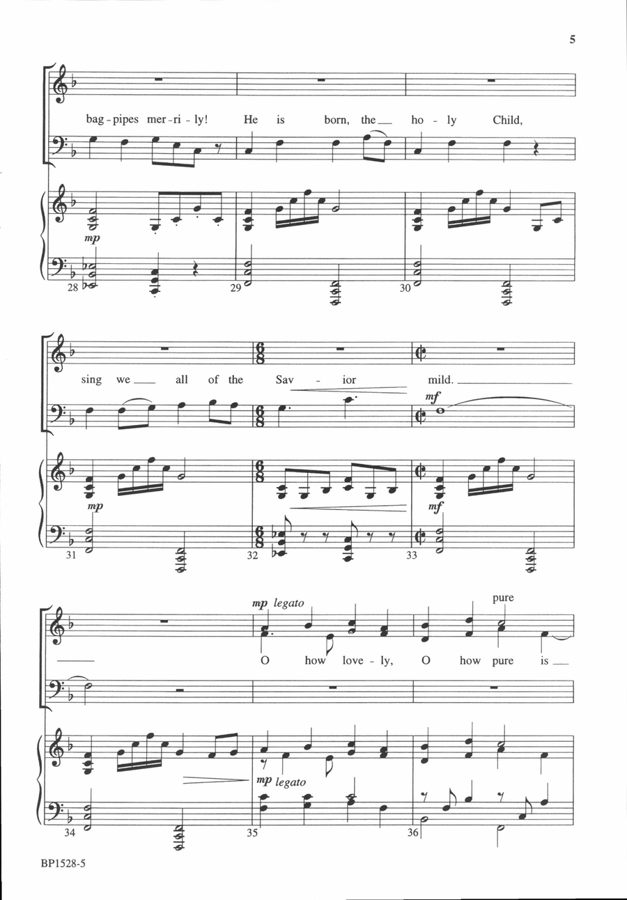 He Is Born, the Divine Christ Child 4-Part scores gallery preview page 5