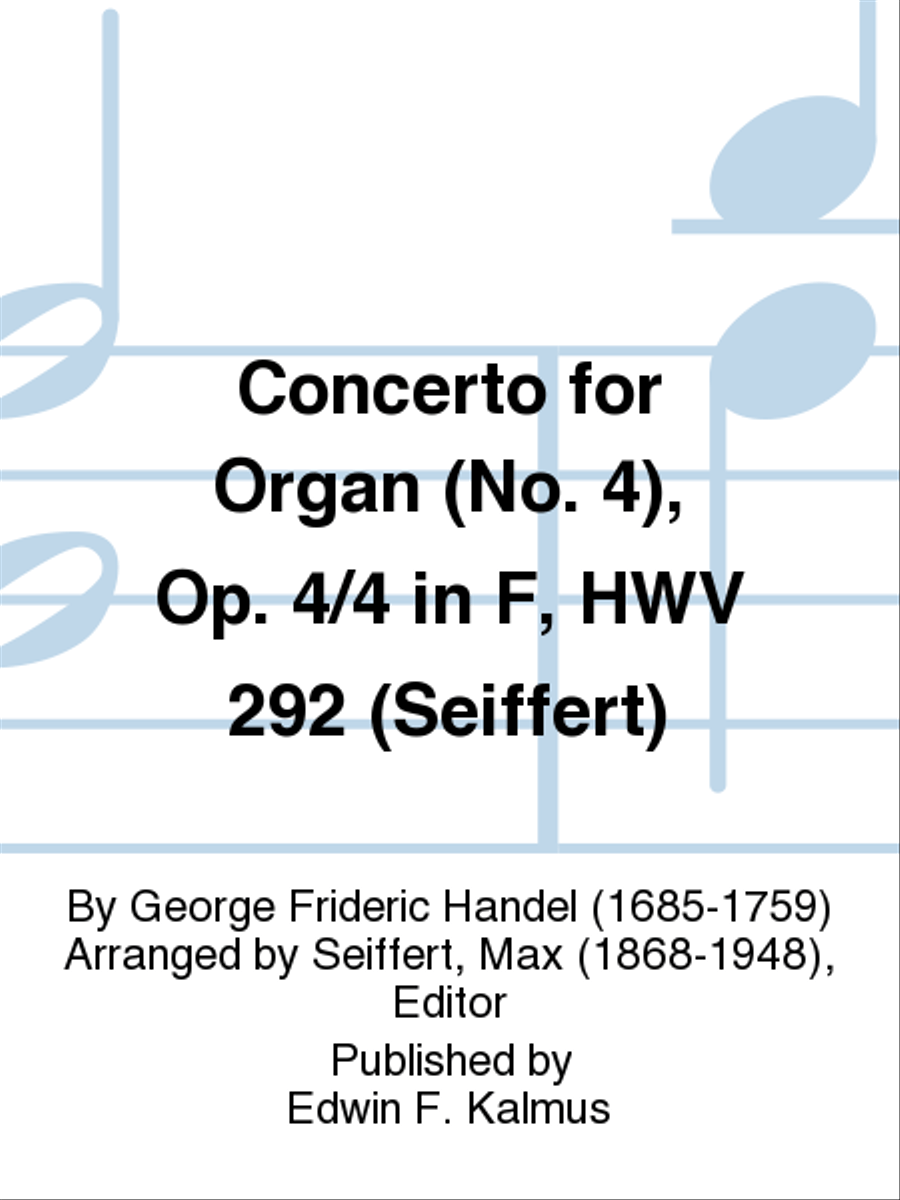 Concerto for Organ (No. 4), Op. 4/4 in F, HWV 292 (Seiffert) Oboe scores gallery preview page 1