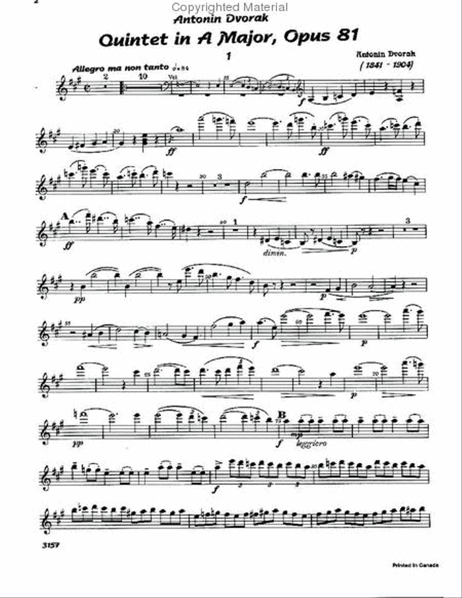 Dvorak - Quintet in A Major, Op. 81 Violin scores gallery preview page 2