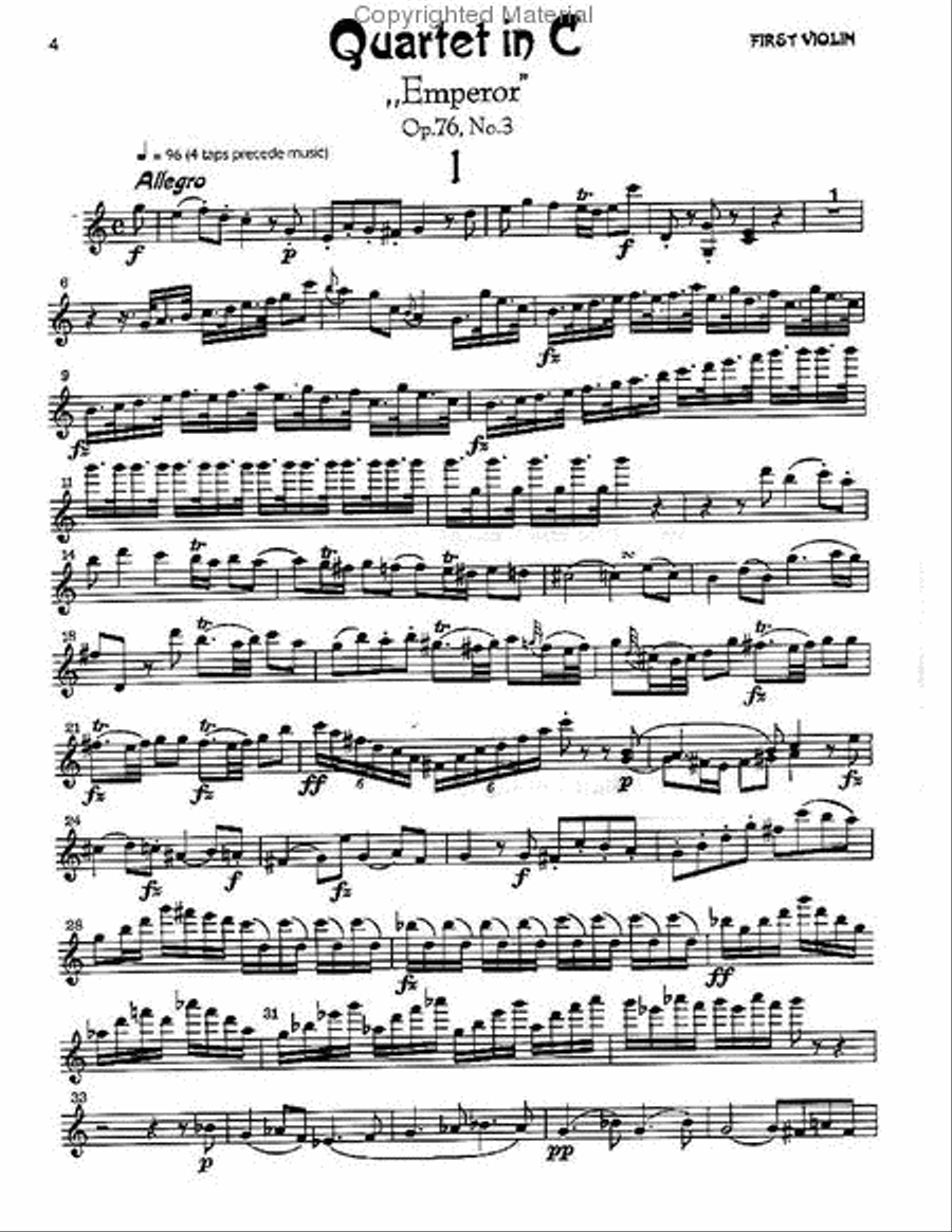 Haydn - String Quartet in C Major, 'Emperor,' Op. 76 String Quartet scores gallery preview page 2