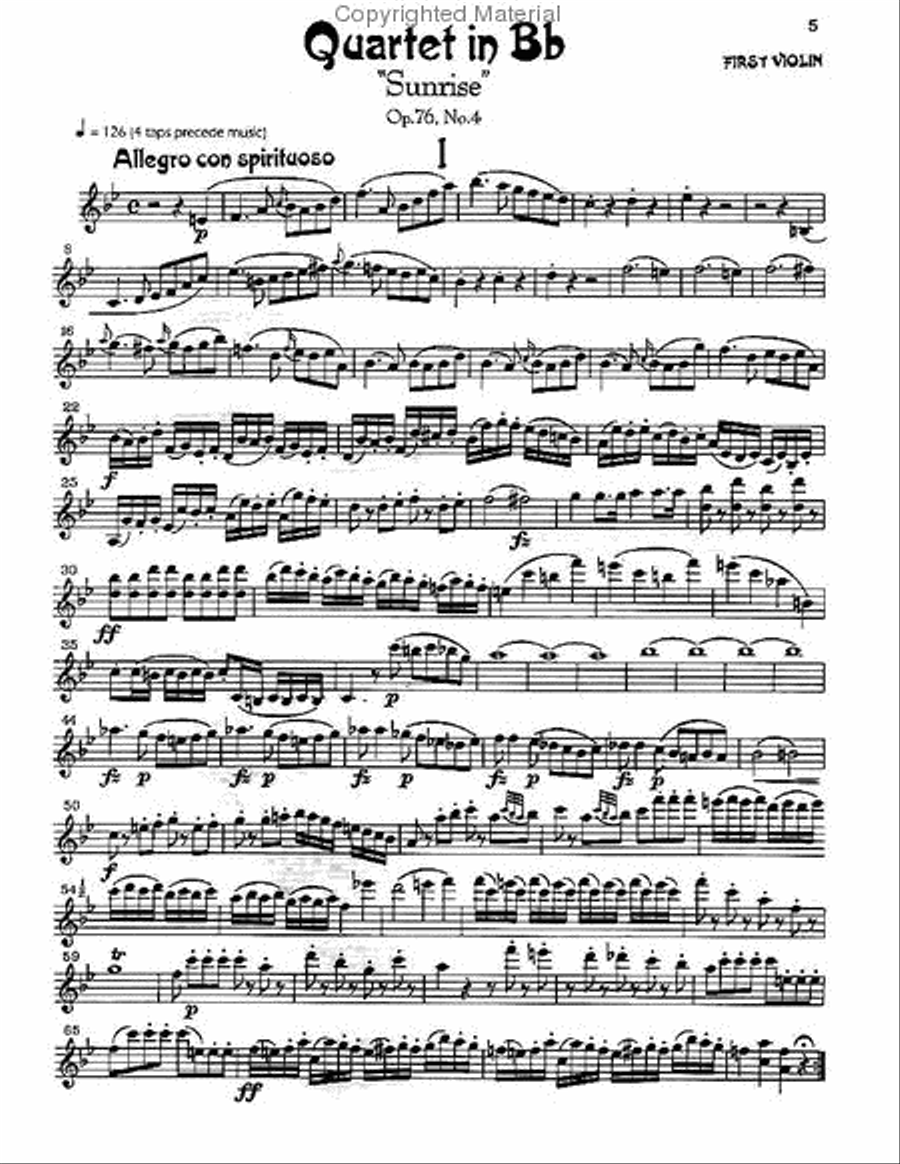 Haydn - String Quartet No. 4 in B-flat Major, Sunrise, Op. 76 String Quartet scores gallery preview page 2