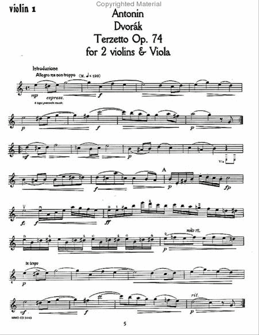 String Trio 'Terzetto' in C major, op. 74, B148 (2 violins & viola) - Violin Part Cello scores gallery preview page 2