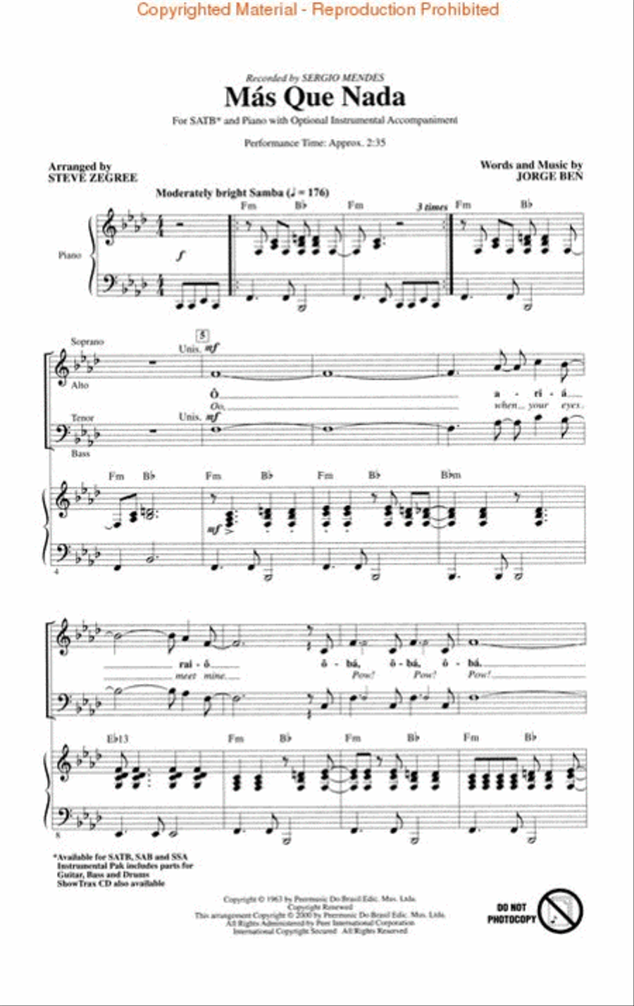 Más Que Nada Más Que Nada 4-Part scores gallery preview page 2