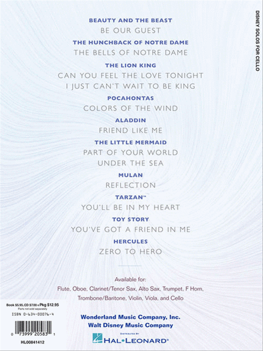 Disney Solos for Cello Collection / Songbook scores gallery preview page 5