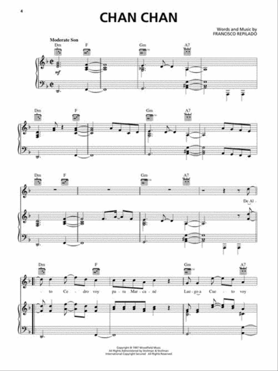 Buena Vista Social Club Buena Vista Social Club Piano, Vocal, Guitar scores gallery preview page 5