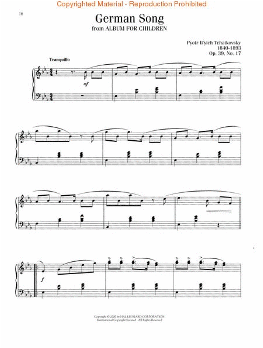 Tchaikovsky – Simplified Piano Solos Piano Solo scores gallery preview page 3
