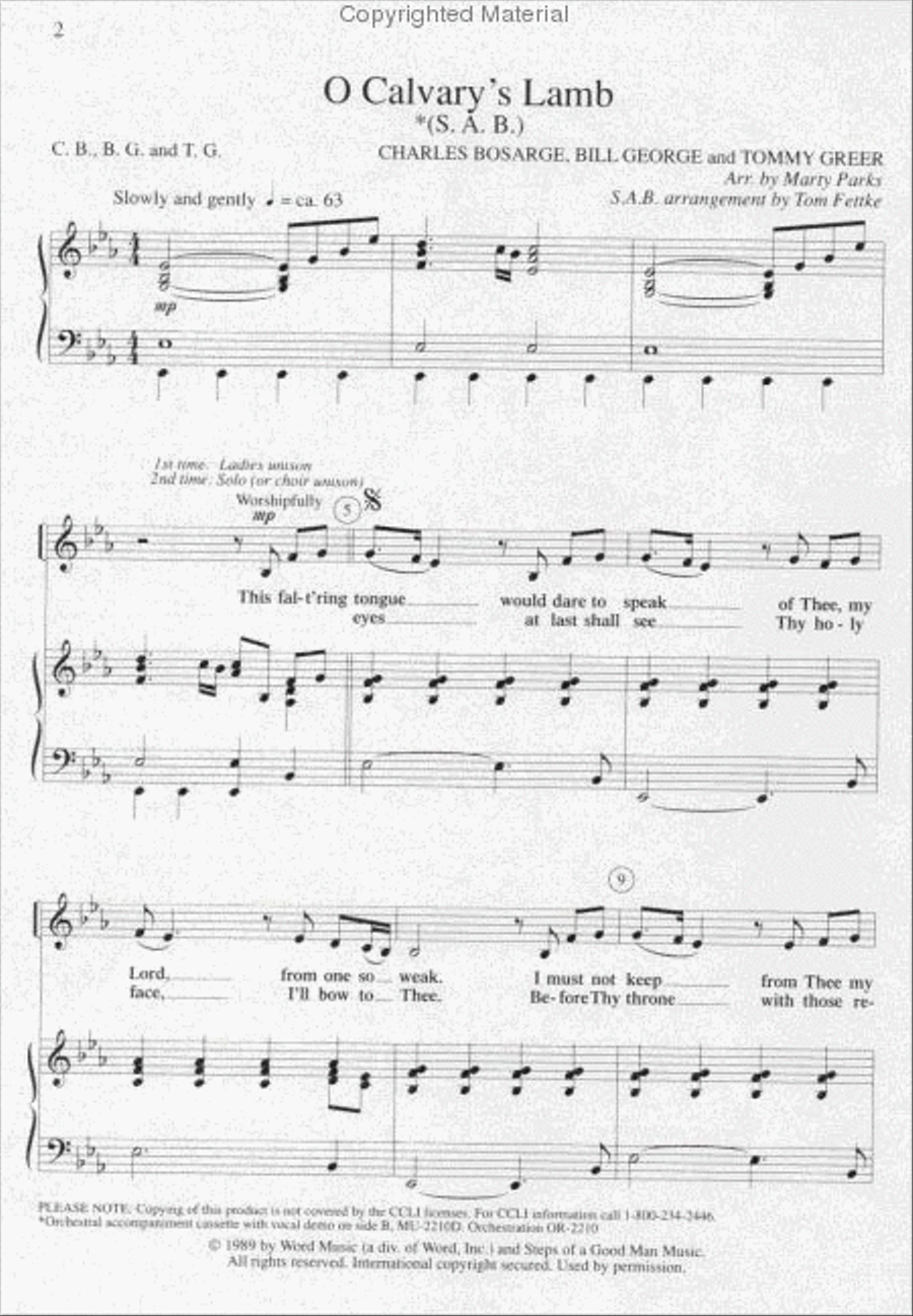 O Calvary's Lamb (Anthem) 3-Part scores gallery preview page 2