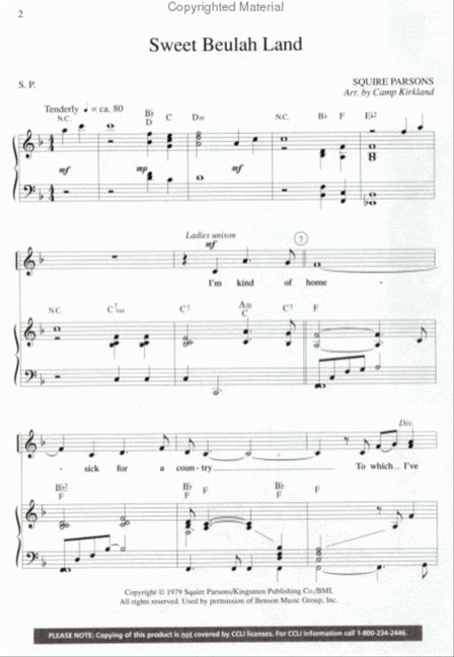 Sweet Beulah Land (Anthem) 4-Part scores gallery preview page 2