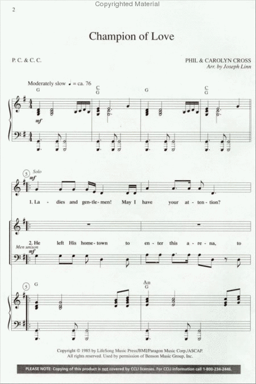 Champion of Love (Anthem) Choir scores gallery preview page 2
