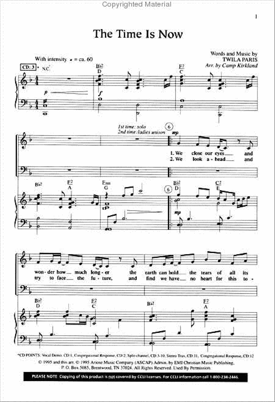 The Time Is Now (Anthem) 4-Part scores gallery preview page 2