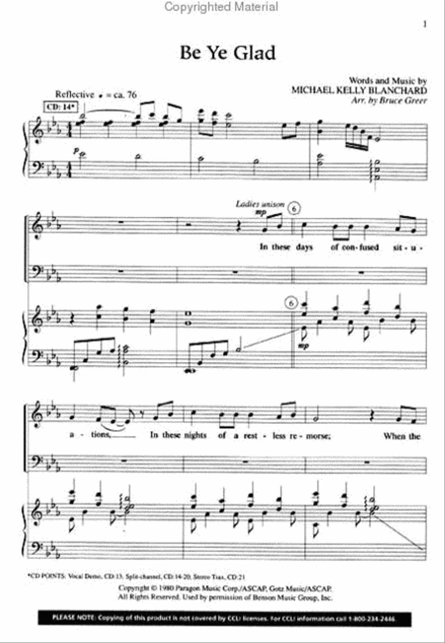Be Ye Glad (Anthem) 4-Part scores gallery preview page 2