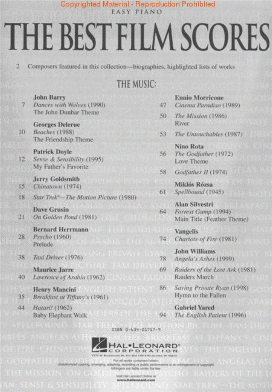 The Best Film Scores - Easy Piano Easy Piano scores gallery preview page 2