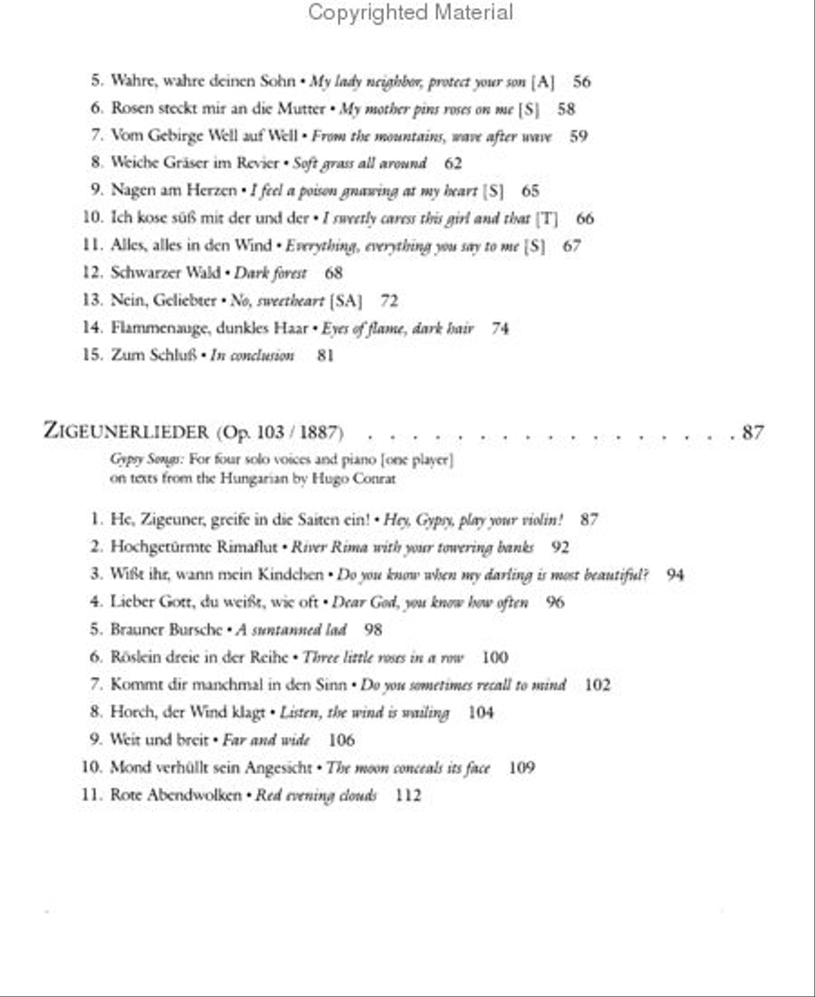 The Complete Liebeslieder and Zigeunerlieder Voice scores gallery preview page 3