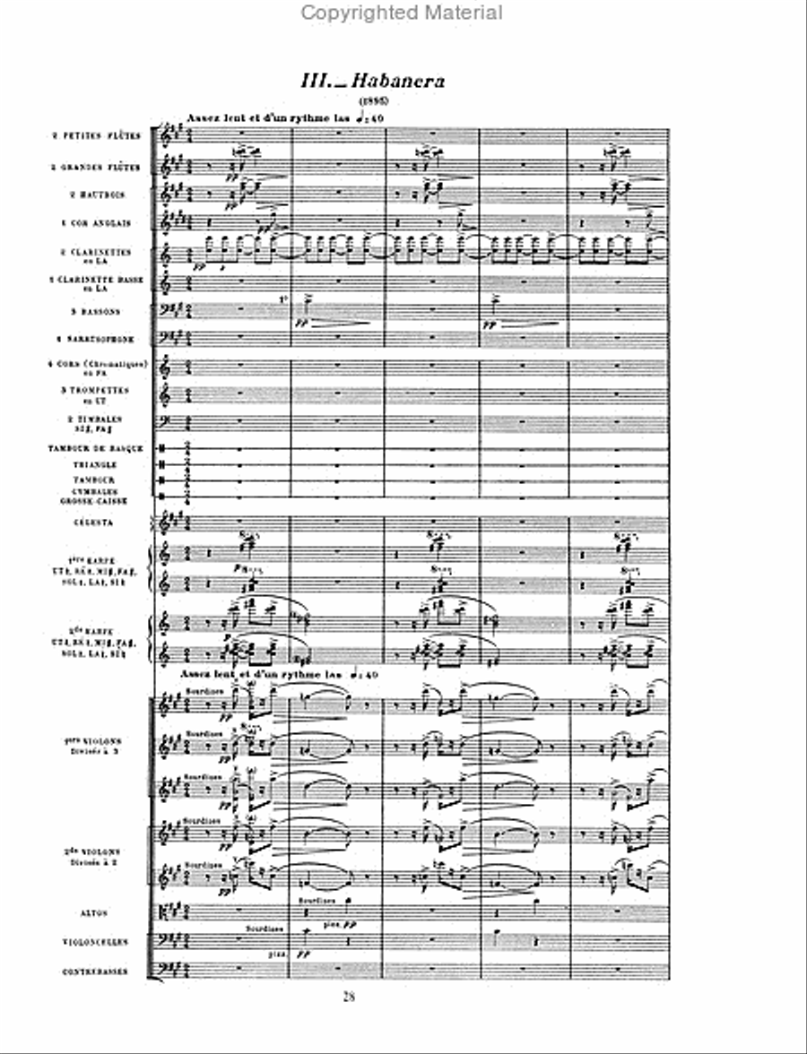 Four Orchestral Works in Full Score -- Rapsodie Espagnole, Mother Goose Suite, Valses Nobles Et Sentimentales, and Pavane for a Dead Princess Full Orchestra scores gallery preview page 3