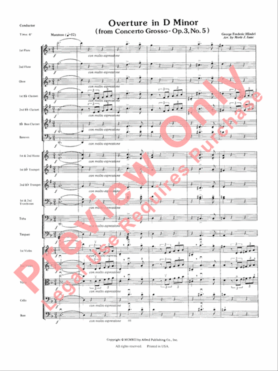 Overture in D minor (Concerto Grosso) Full Orchestra scores gallery preview page 3