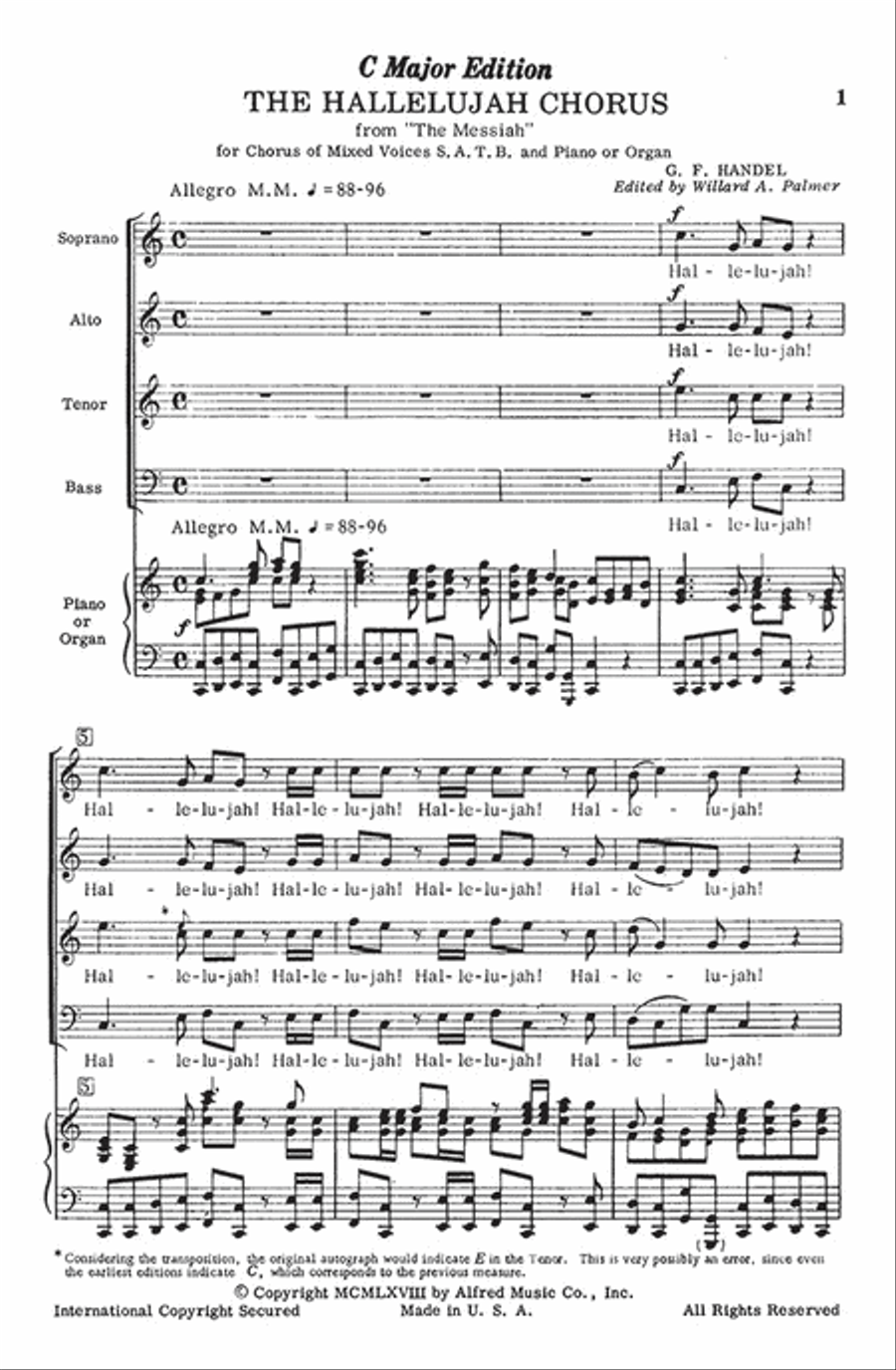 Hallelujah Chorus in C Major 4-Part scores gallery preview page 1