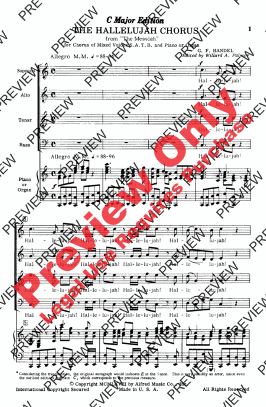 Hallelujah Chorus in C Major 4-Part scores gallery preview page 2