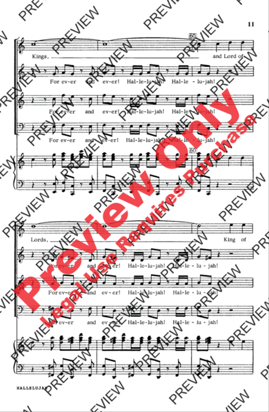 Hallelujah Chorus in C Major 4-Part scores gallery preview page 12