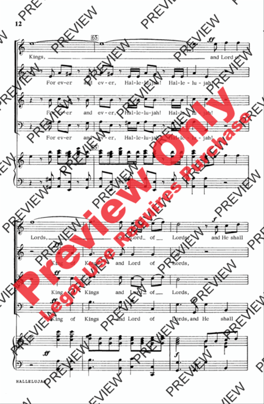 Hallelujah Chorus in C Major 4-Part scores gallery preview page 13
