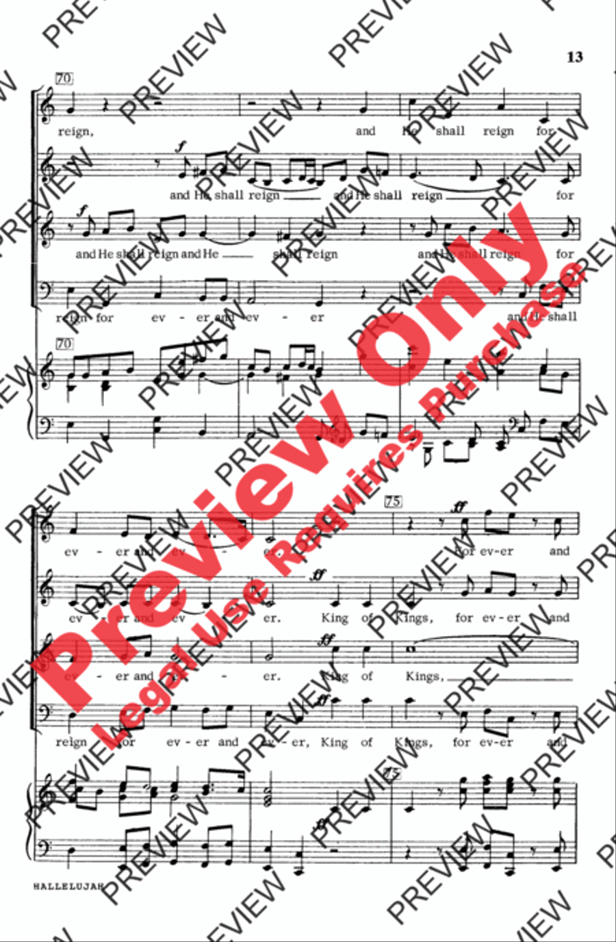 Hallelujah Chorus in C Major 4-Part scores gallery preview page 14