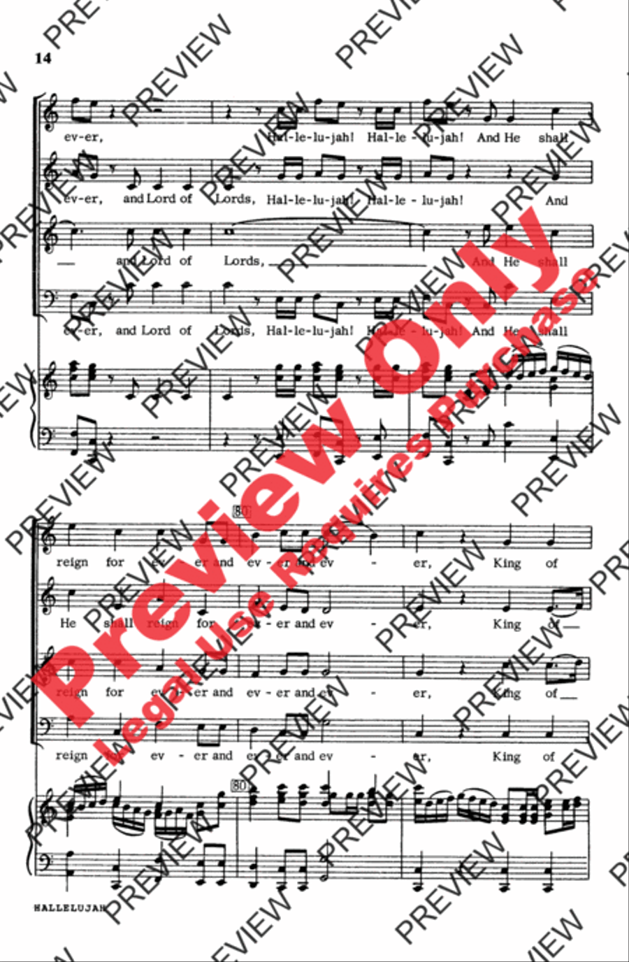 Hallelujah Chorus in C Major 4-Part scores gallery preview page 15
