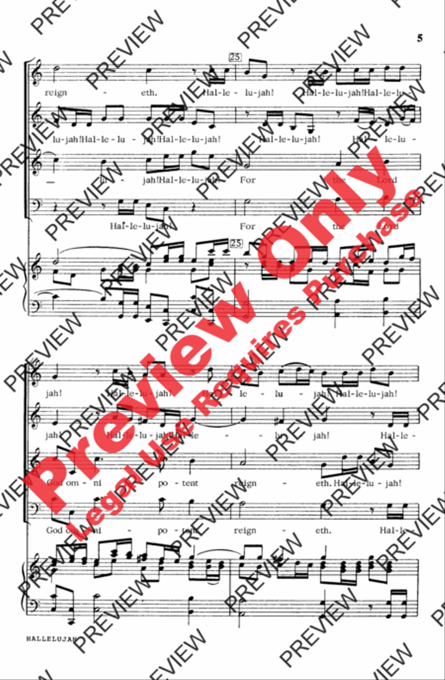 Hallelujah Chorus in C Major 4-Part scores gallery preview page 6
