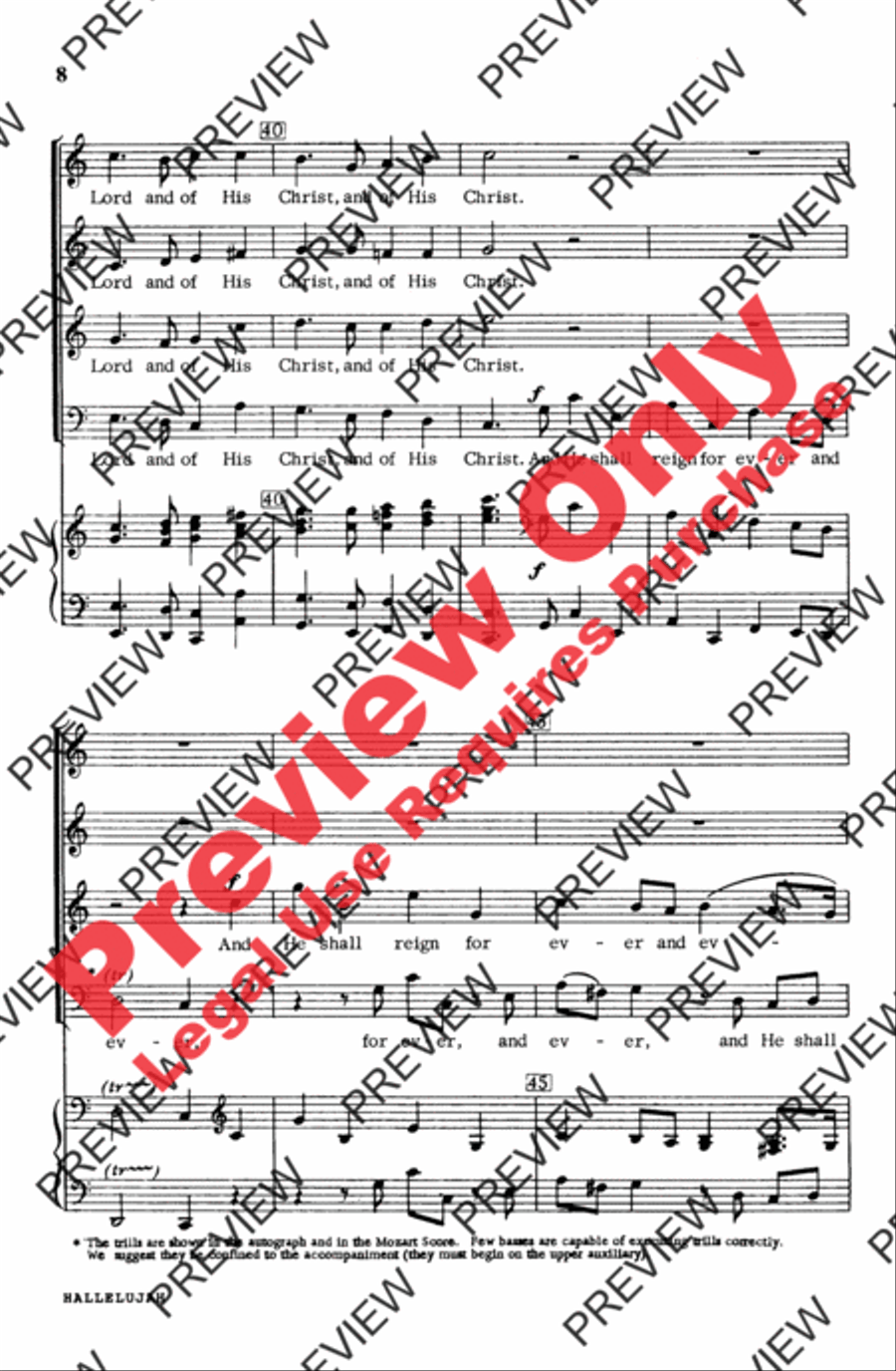 Hallelujah Chorus in C Major 4-Part scores gallery preview page 9