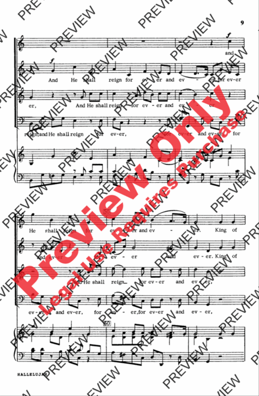 Hallelujah Chorus in C Major 4-Part scores gallery preview page 10