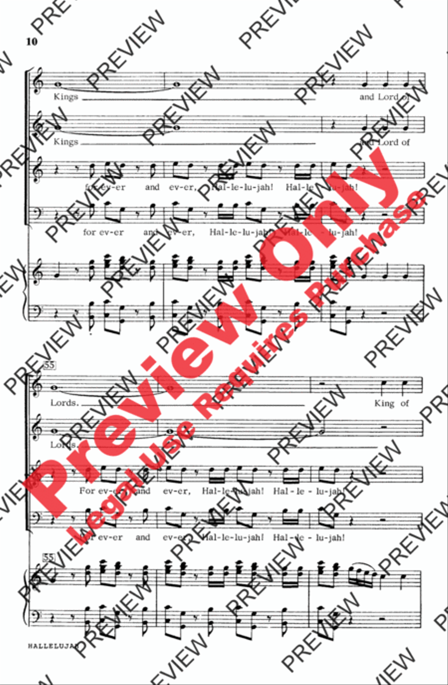 Hallelujah Chorus in C Major 4-Part scores gallery preview page 11