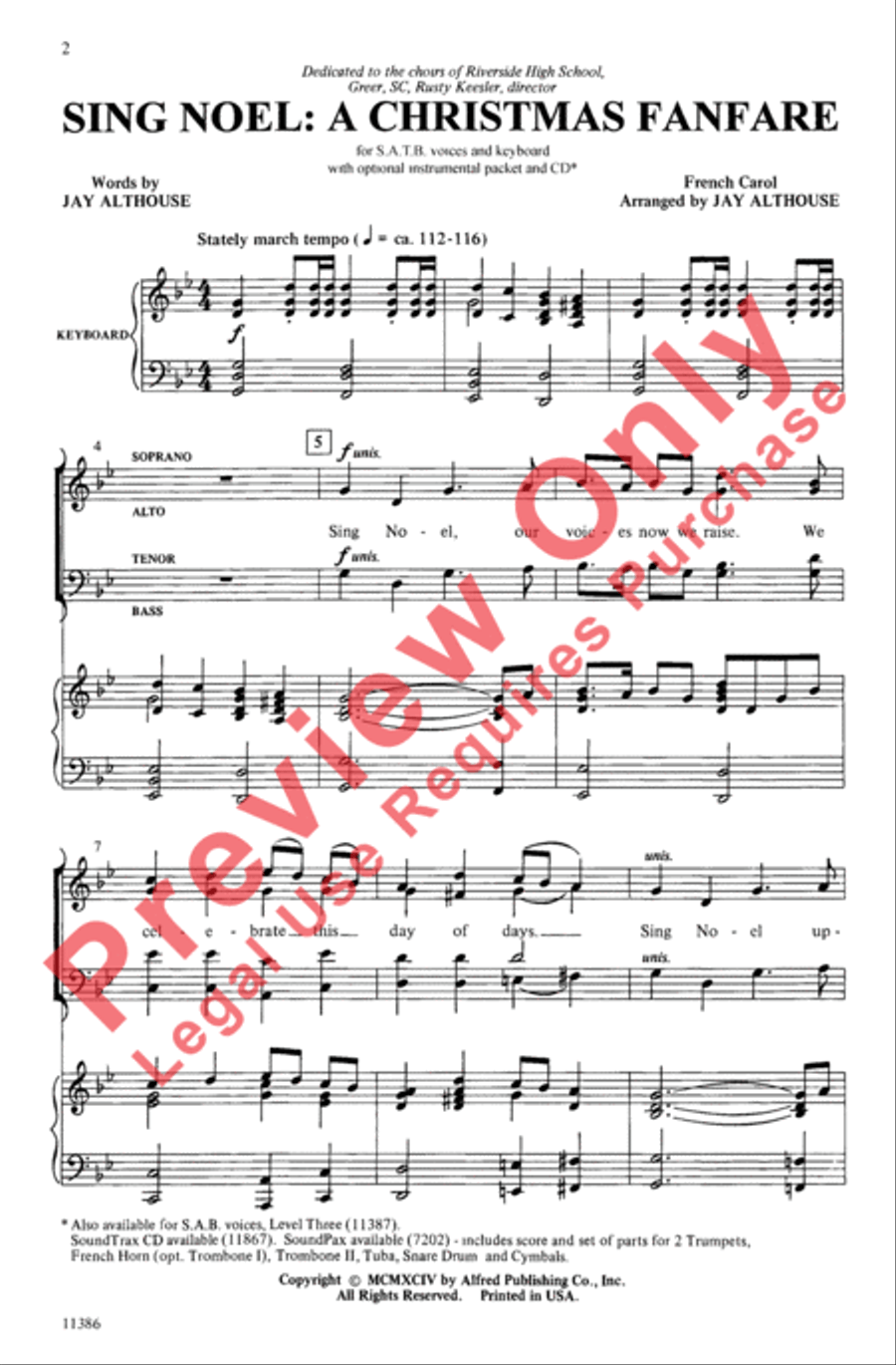 Sing Noel: A Christmas Fanfare 4-Part scores gallery preview page 2