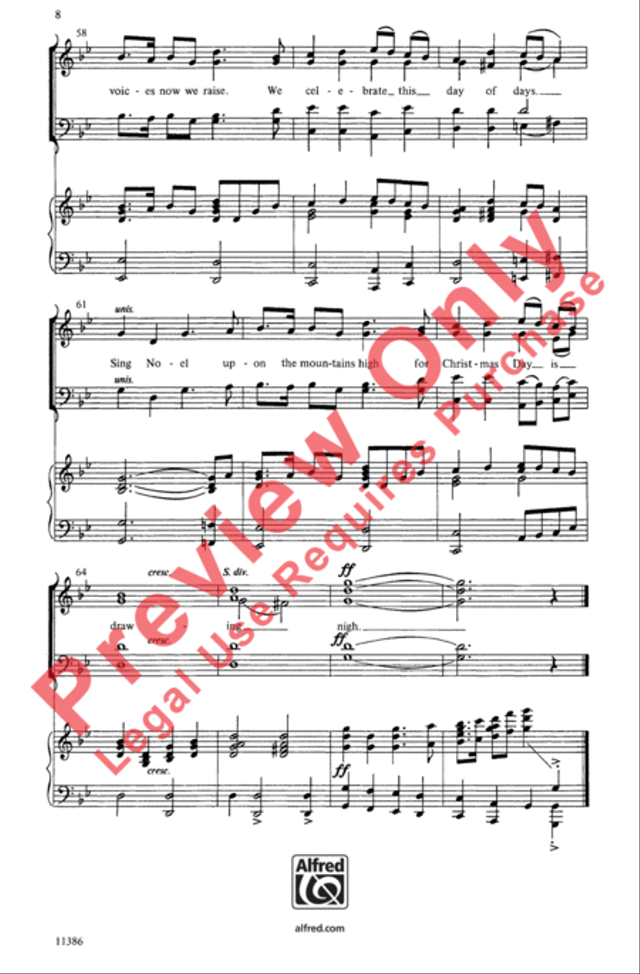 Sing Noel: A Christmas Fanfare 4-Part scores gallery preview page 8