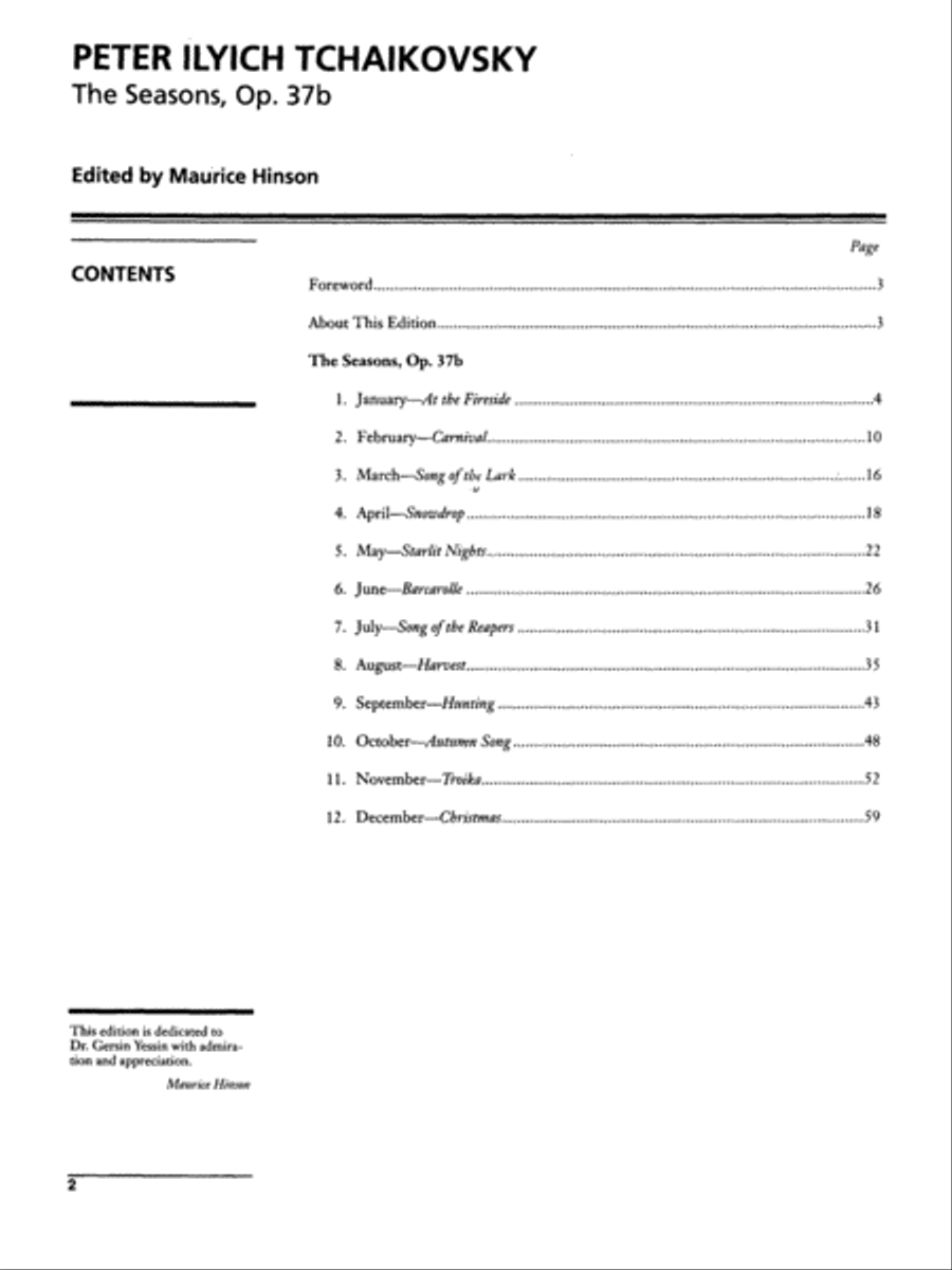 Tchaikovsky -- The Seasons Piano Solo scores gallery preview page 2