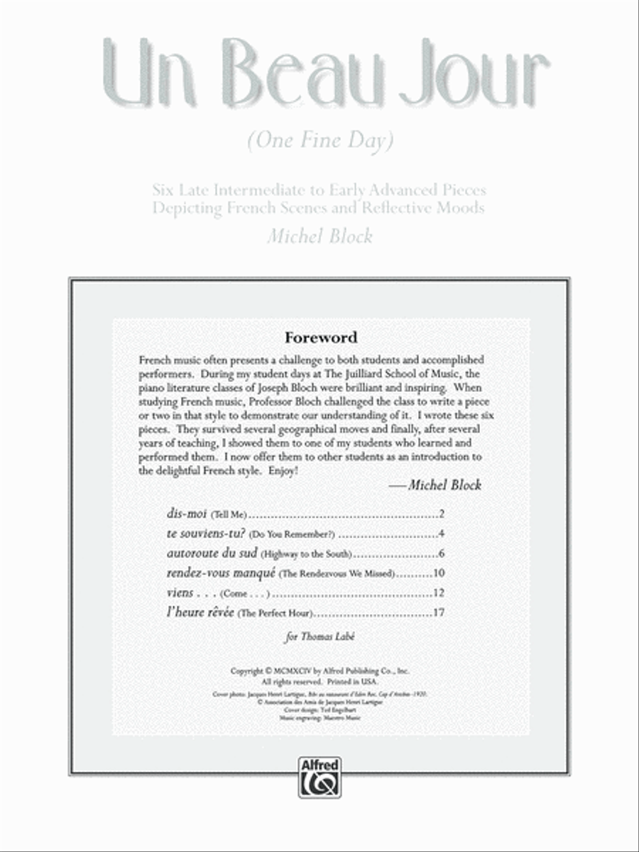 Un beau jour Piano Solo scores gallery preview page 2