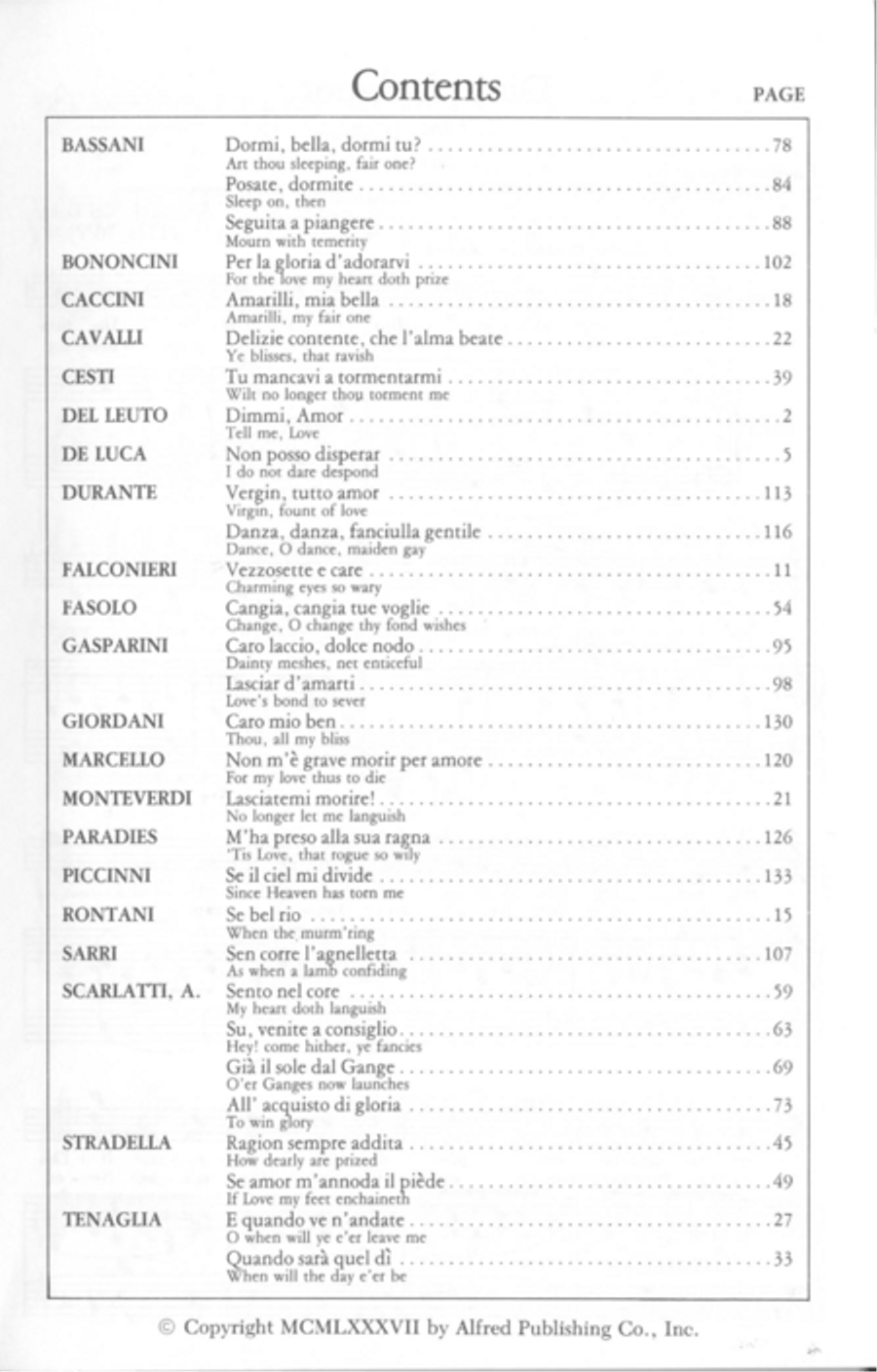 Anthology of Italian Songs of the 17th and 18th Centuries - Book II