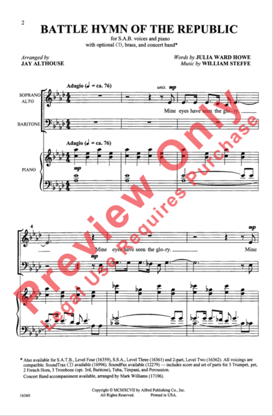 Battle Hymn of the Republic 3-Part scores gallery preview page 2