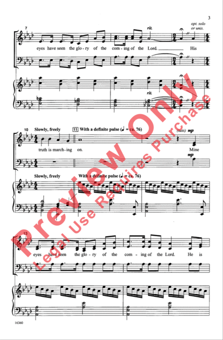 Battle Hymn of the Republic 3-Part scores gallery preview page 3