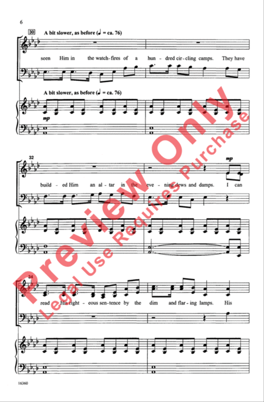Battle Hymn of the Republic 3-Part scores gallery preview page 6