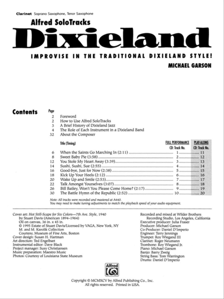 Alfred's SoloTracks Dixieland Clarinet Solo scores gallery preview page 2