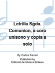 Letrilla Sgda. Comunion, a coro unisono y copla a solo