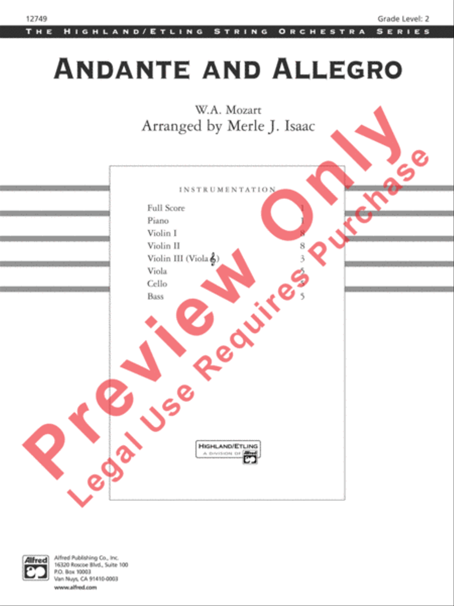 Andante and Allegro Andante and Allegro String Orchestra scores gallery preview page 2